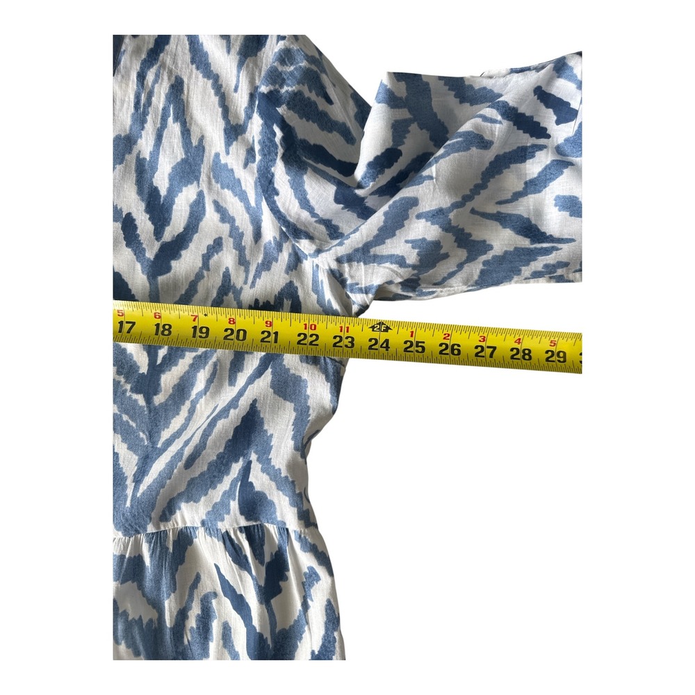 Mlle Gabrielle Tiered Maxi Shirt Dress XL Blue Zebra Print Coastal Boho Resort - Picture 4 of 9